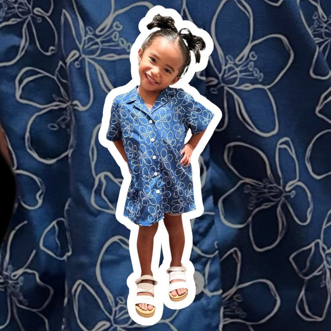 Keiki blue and white 'ulei t-shirt dress